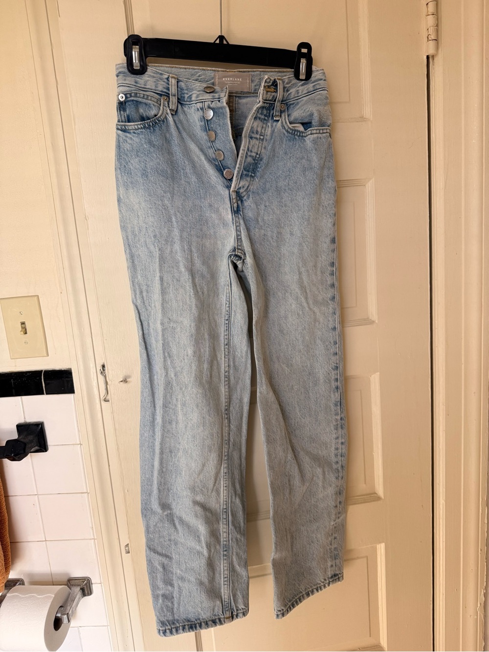 Everlane Light Blue Straight Leg Jeans with Button-Fly
